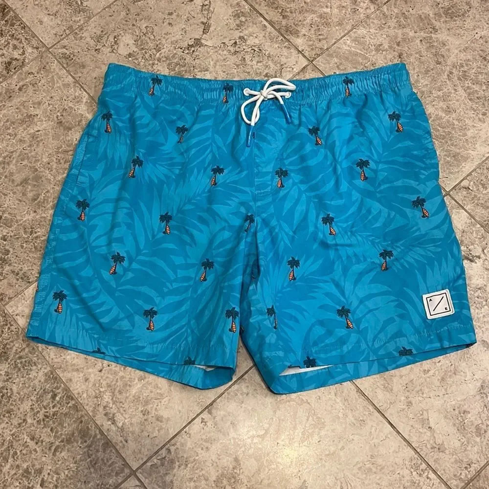 American Eagle AEO Palm Tree Swim Trunks Blue XL